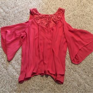 Pink off the shoulder floral top